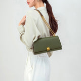 Carol Rhombus Chain Vegan Leather Purse: Green - Rosenix