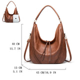 Tracy Vegan Leather Shoulder Cross Body Hobo/ Large Tote Bag: Brown - Rosenix